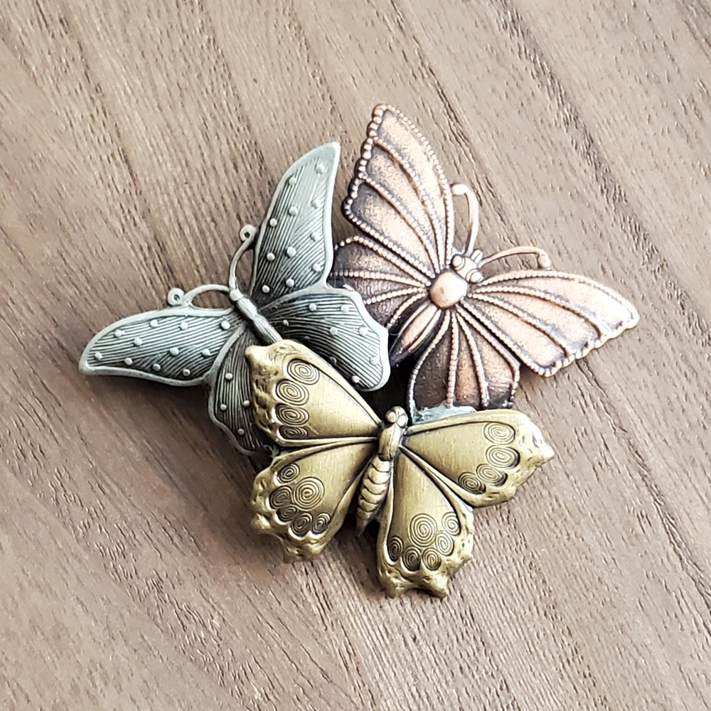 Vintage Butterfly Trio Brooch